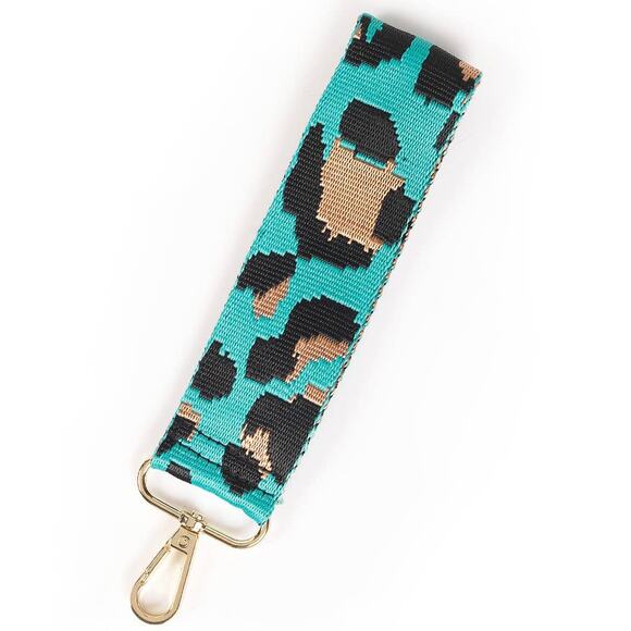 Aqua Leopard Wristlet Strap - Picture 1 of 2